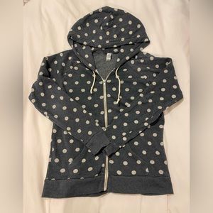 Alternative earth Women’s Zip Up Polka Dot Sweatshirt, navy/cream, size medium